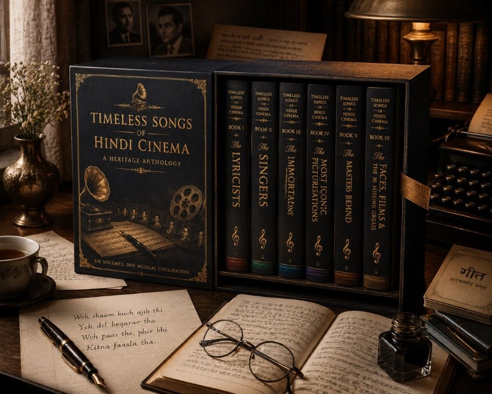 The anthology on a scholar's desk, with handwritten verses